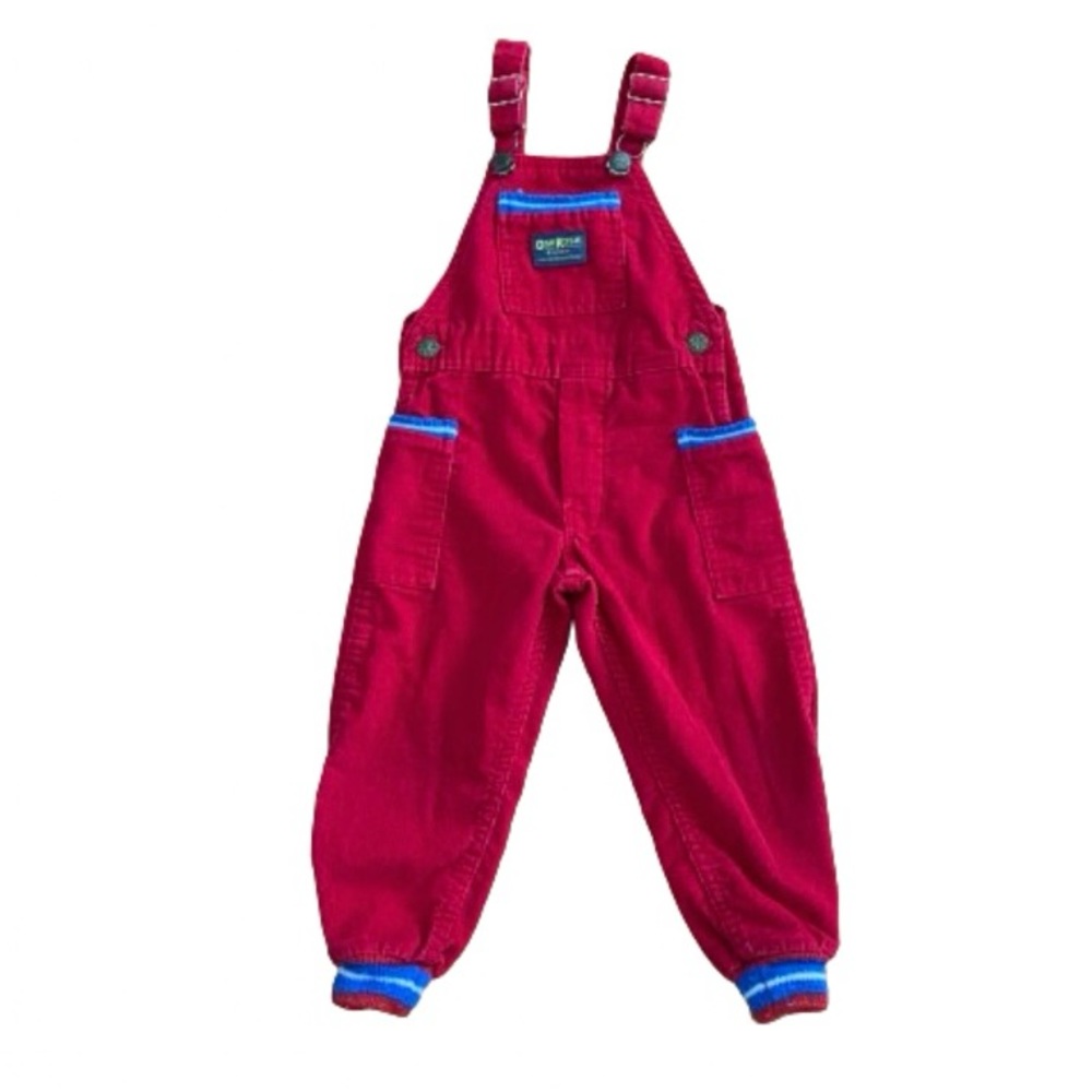 Osh Kosh | Vintage 80s 90s Made in USA Red Corduroy Vestbak Overalls Toddler 3T